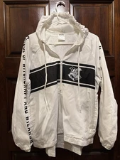 Harry Potter Hogwarts Windbreaker Jacket Sz Lg White Hoodie Half Zip