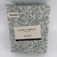 Laura Ashley Queen Sheet Set Bella Floral Harvest Light Green 4pc Farmhouse Chic