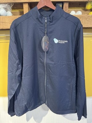 Greg Norman Collection Mens Large Navy Blue Light Windbreaker Golf Jacket. NWT
