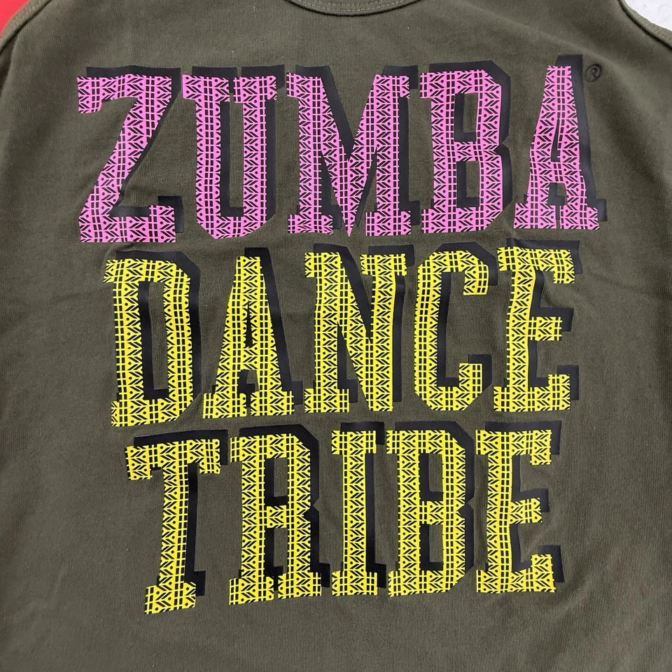 Лот из 3 майок Zumba Pop Muscle XS M Racerback Dance Tribe красные коричневые синие - Изображение 4 из 4