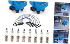 Set of 2 Blue Ignition Coil with 8 Platinum Spark Plug and Blue Wire Set
