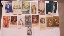 Cartes saintes, catholiques, vintage, 11 en français, 3 en anglais, 3 vierges