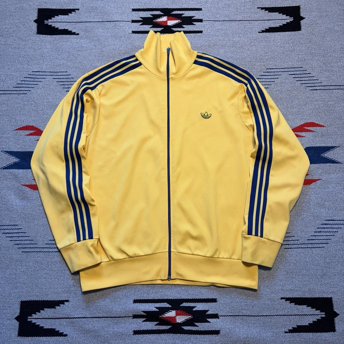Vintage 80s Adidas Track Jacket Yellow Navy Thailand Rare Original