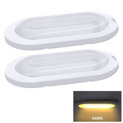 Facon 2 Pack 12V LED Bright RV Pancake Light Surface Mount for Caravan Camper