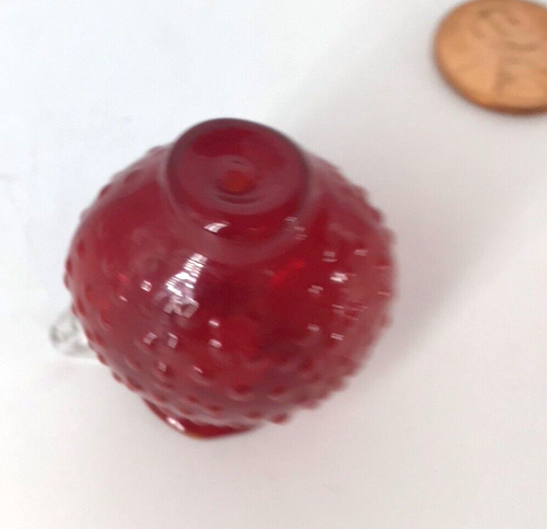 Vintage Ruby red Glass Hand Blown Hobnail Miniature Pitcher 1.5” - Picture 6 of 7