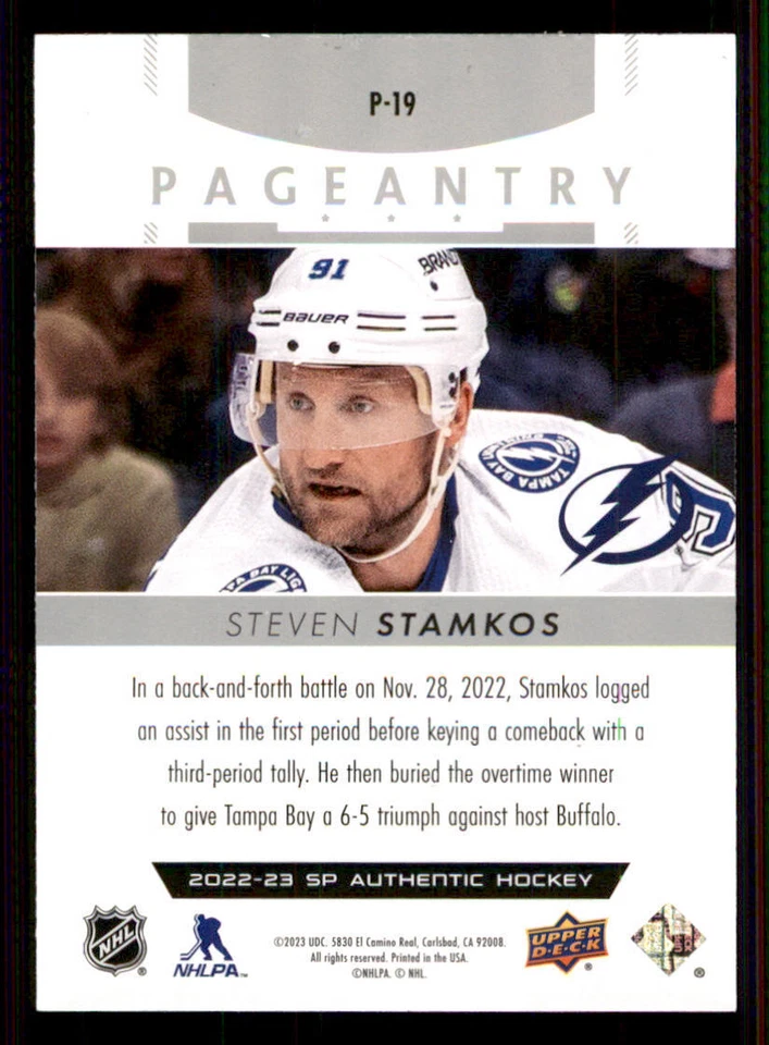 2022-23 SP Authentic Pageantry #P19 Steven Stamkos - Image 2 of 2