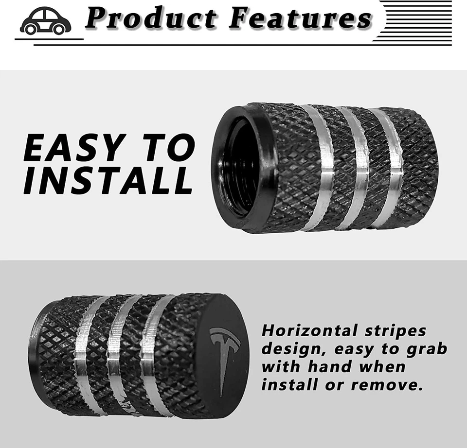 4PCS Tesla Tire Valve Stem Caps Tire Dust Caps Accessory for Tesla Model 3 Y X S - Imagem 4 de 4