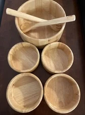 5 Piece Wood Salad Bowl Macy’s Exclusive The Cellar Light Wooden Set 