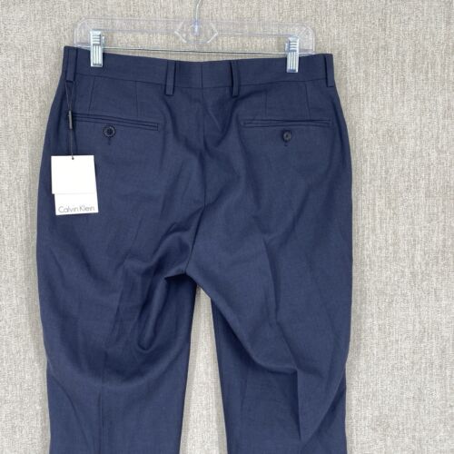 Calvin Klein Pants Blue 32x30 Slim Fit Dress Flat Front Trouser Stretch Suit - Picture 7 of 15