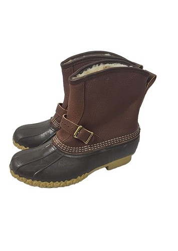L.L. Bean Brown Leather Shearling-Lined Men Boot SZ 11  display picture 3