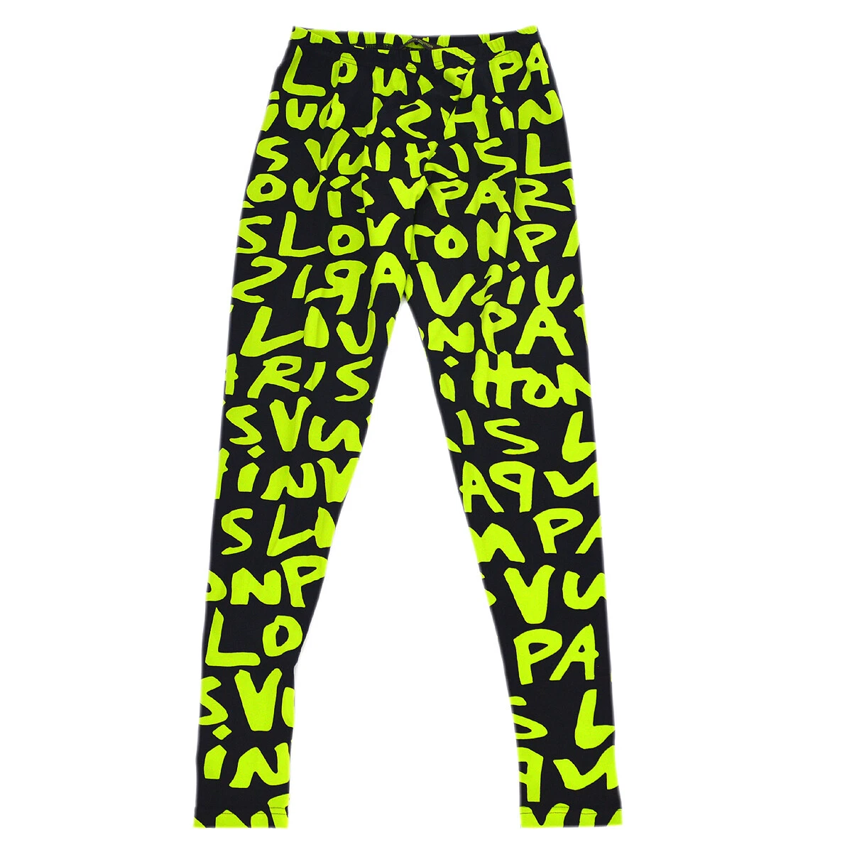 Louis Vuitton Monogram Graffiti Leggings Pants Green Black #34