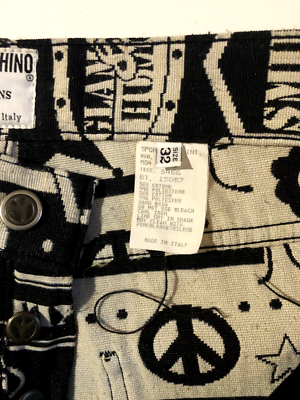 Sac à Bandoulière Moschino Vintage Années 90 - "Why Can't We Live In Peace ?" - Denim Gris Foncé - Occasion