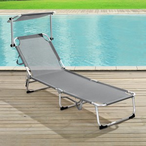 Détails Sur Casapro Transat Aluminium Pvc Textilène Pliant Gris Foncé 1895 X 55 X 26 Cm