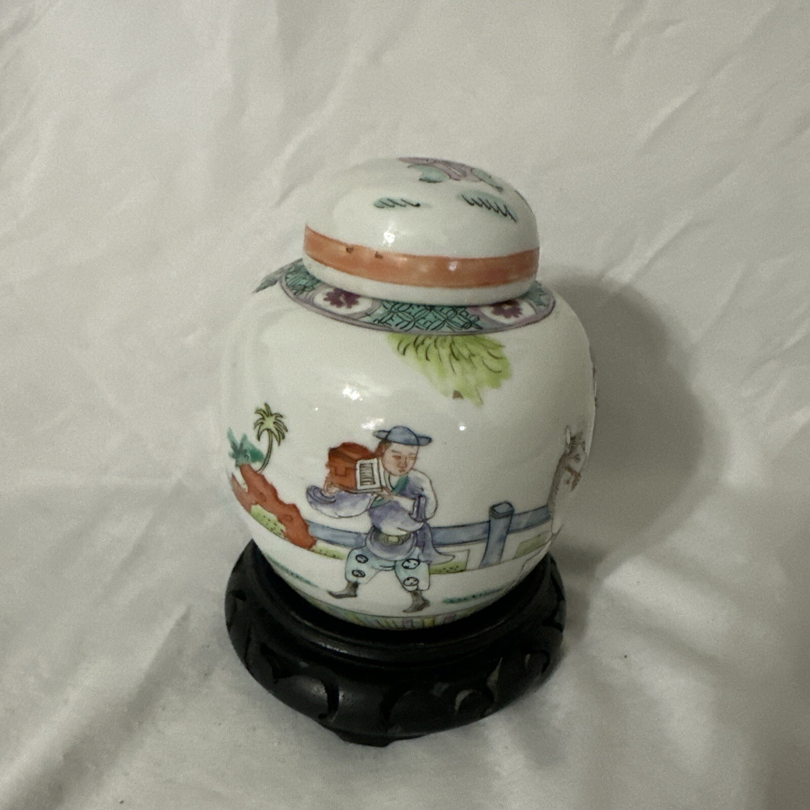 Antique Chinese Famille Rose Ginger Jar Porcelain Petite 19th Century Marked Jar