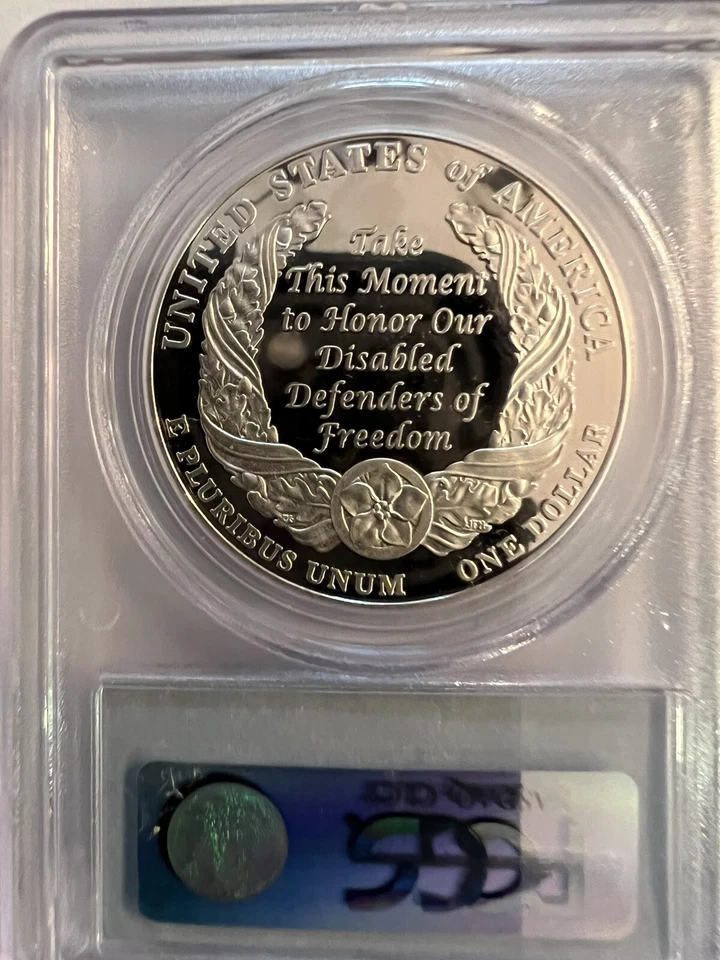 2010 W DISABLED VETERANS PCGS  PR-70 DCAM. $1 PROOF. COMMEMORATIVE COIN. - Image 2 of 4