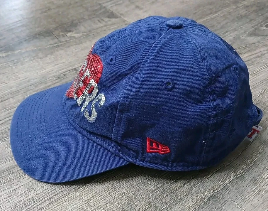 New Era Texas Rangers Hat Cap Youth Size Girls/Women's Blue Sparkle Heart MLB - Image 3 of 4