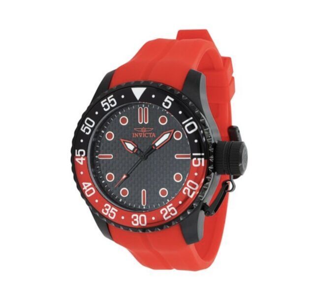 Invicta Pro Diver 50mm Black Stainless Steel Case, Red Silicone 