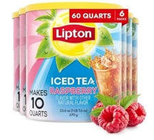 Lipton Iced Tea Mix, Raspberry, Makes 10 Quarts (Pack of 6), Free Shipping