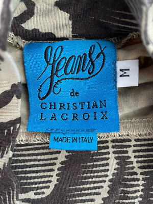 JEANS de CHRISTIAN LACROIX Turtleneck Top Print Knit Brown Tan