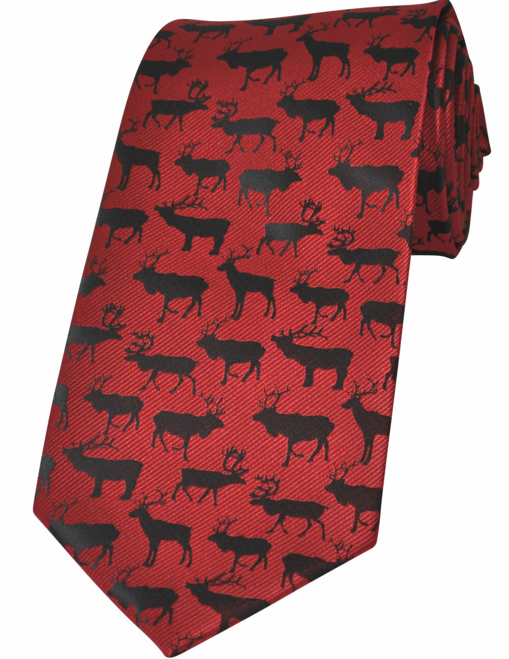 THE TIE STUDIO - Stags Pattern Black all over Red Luxury Men's Novelty Tie