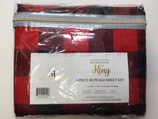 SWEET HOME COLLECTION - KING SIZE 4-PIECE BUFFALO SHEET SET - 1800 THREAD NEW