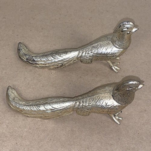 Vintage Set Of Silverplate Pheasent Salt & Pepper, USA 6" long. Please See Pics - Picture 8 of 20