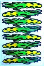 1Bogen=8 AUFKLEBER = 8  Sticker Auto grün gelb Motorrad FLAMMEN Bogen=26,5x18 cm