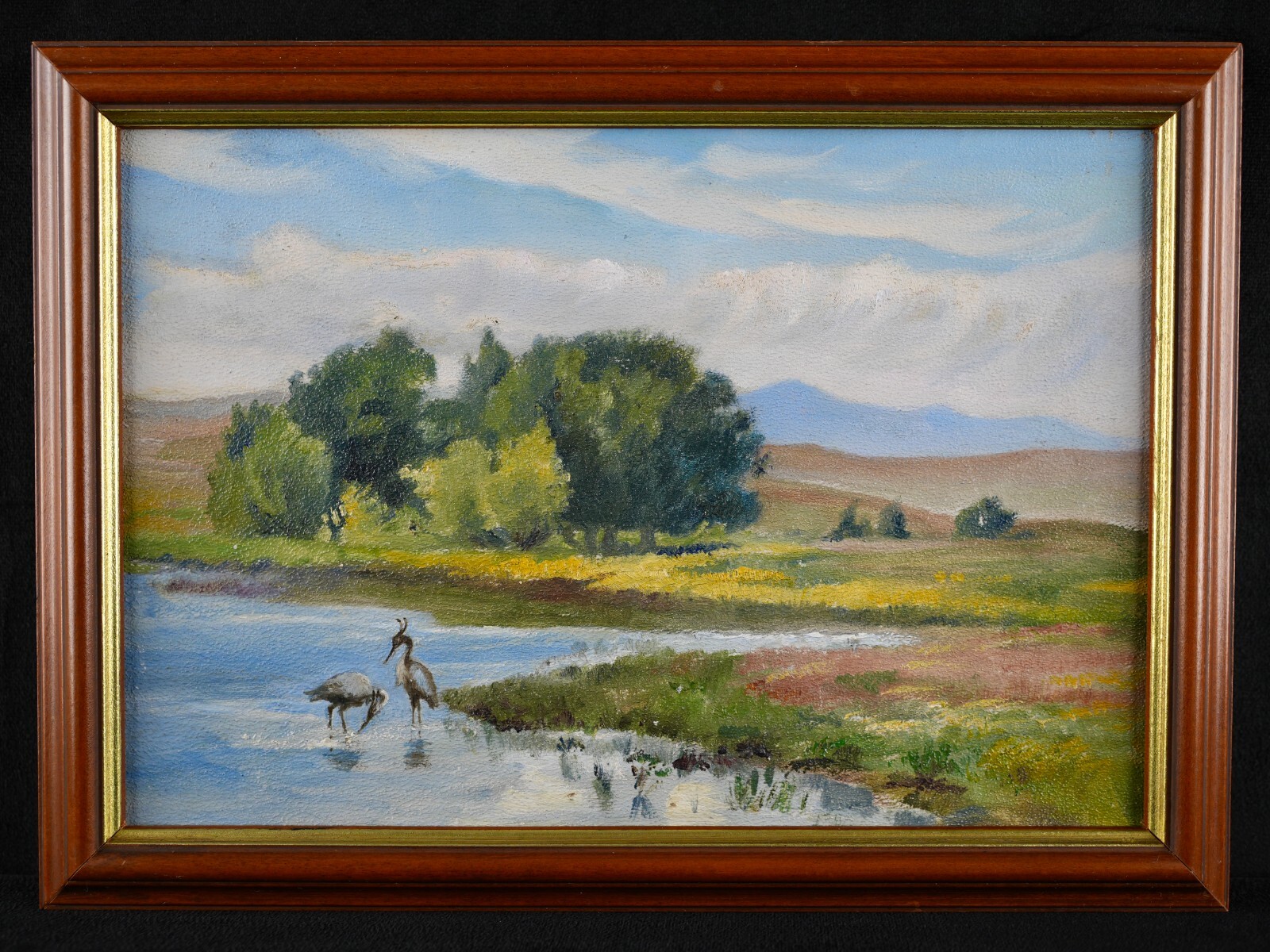 Vintage Original Landscape Oil on Board "Florida Lake Scene" By F. Hartung
