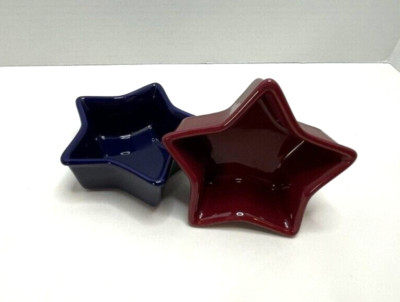 CHANTAL Red & Navy Star Shaped Dish Mold 1 Cup Bake Freeze Serve 5 x5 -Set of 2