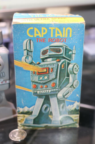 Captain The Robot Vintage Wind Up Walking Robot Toy MTU Korea Tin Toy with Box - Picture 11 of 12