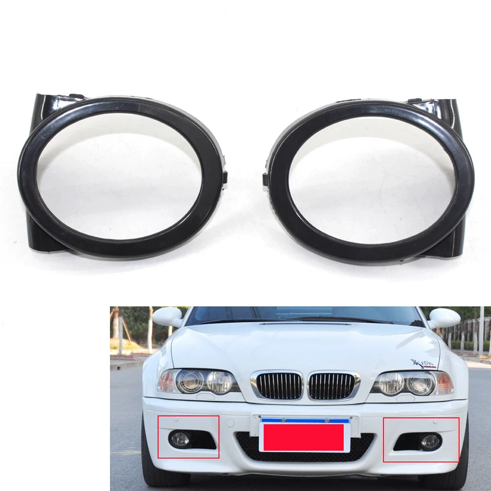 Car Fog Light Lamp Trim Ring Cover Fit for BMW E46 M3 01-06 Black L+R - Image 2 of 4