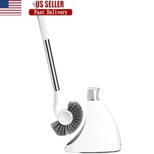 Toilet Brush Drip-Free Design Removable Head Stainless Steel Hygienic Storage US