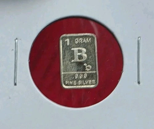 Letter "B" - 1 Gram .999 Fine Pure Silver Bullion Mini Square Bar Ingot Coin