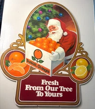 SUNKIST Orange 2-sided Cardboard Christmas Advertising Store Display Sign 27"
