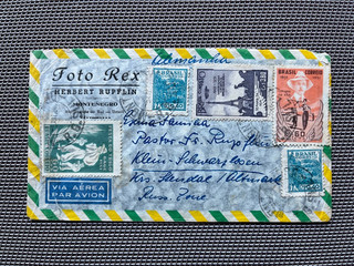 Briefmarken Brasilien 1951 Luftpostbrief nach Deutschland