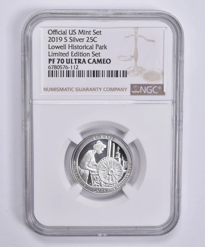 PF70 UCam 2019-S Silver Quarter Lowell Historical Park Limited Edition NGC *3383