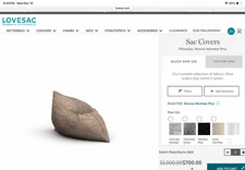 Lovesac - Pillow Sac & Squatteman Cover - Bronze Wombat Phur