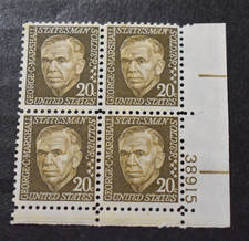 1967 US Stamp Scott #1289 - 20 Cent Plate Block - Geo. C. Holmes - MNH