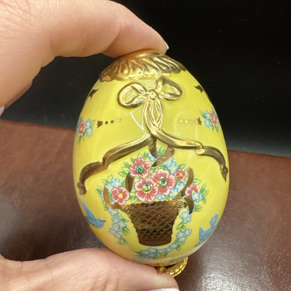The Franklin Mint Faberge Imperial Porcelain Jeweled Egg Yellow