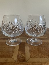 2 Vintage Cut Glass Brandy Glasses