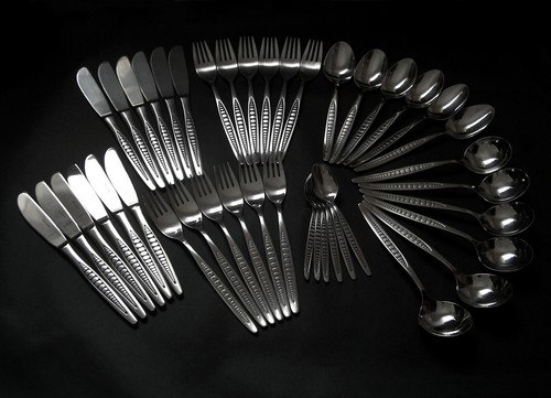 Moder Atom Mid Century Modern Atomic Design Grosvenor 42 Piece Stainless Steel ...