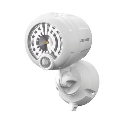 Mr. Beams WHITE Plastic Security Spotlight Motion-Sensing LED Light Adjustable