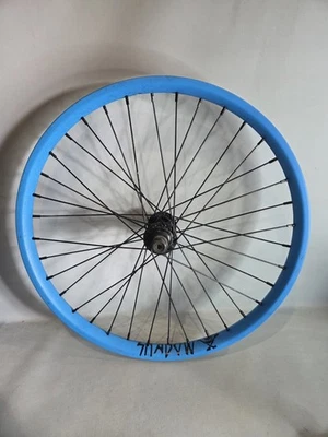 Shadow BMX 20" Front Wheel Blue Rim Black Spokes Runs True - Image 1 of 4