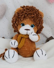 Crochet Lion Plush Toy   Handmade Amigurumi Soft Stuffed Animal 30cm
