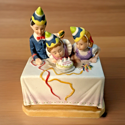 Set of 2 1980's Norman Rockwell Figurines “Birthday Party” And