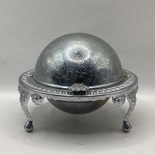 Vintage Silver Plated Caviar Server with Decorative Roll Top Dome (H2) NS#8666