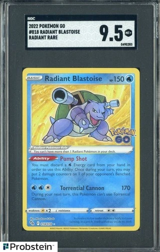 2022 Pokemon Go Radiant Rare #018 Radiant Blastoise SGC 9.5 MINT+