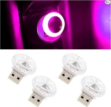 4pcs Usb Led Car Interior Atmosphere Lamp Pink Purple Port Color Pink Purple