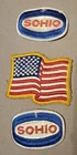Lot of 3 Vintage SOHIO Gasoline Oil Uniform Shirt and USA Flag Patch Badge
