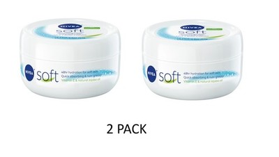 2 PACK Nivea Soft Moisturizing Creme Refreshing Jojoba Oil &Vitamin E Formula